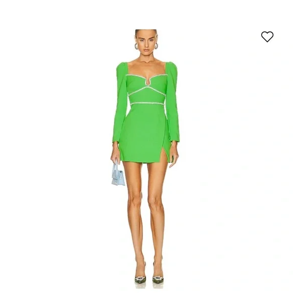 green emerald velvet dress Rent Self Portrait Olive Green Crystal Maxi Dress